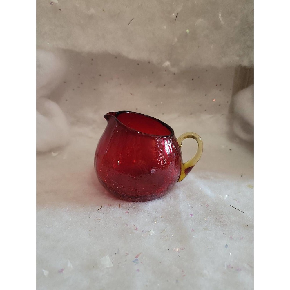 Blenko ruby crackle mini pitcher